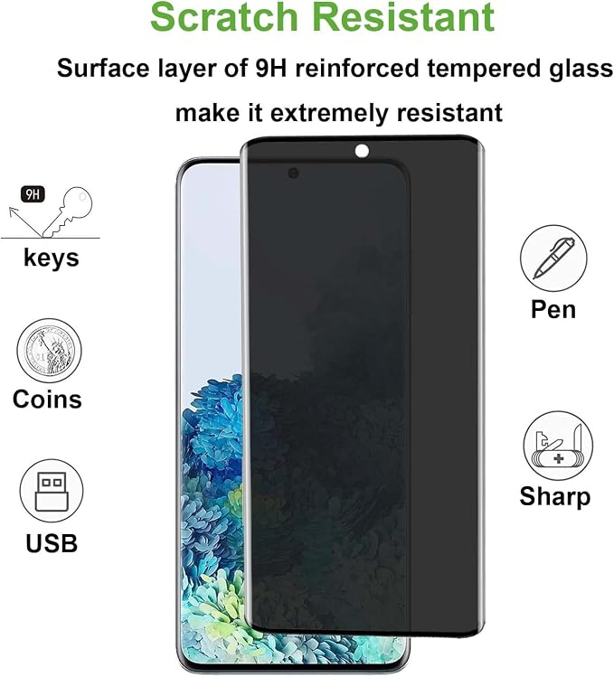 Privacy Screen Protector for Samsung Galaxy S20 Plus 5G 6.7 Inch Tempered Glass [2 Pack] with Camera Lens Protector .Anti-spyNo Bubbles9H Hardness HD Full Coverage Glass Film for Galaxy S20 Plus (B