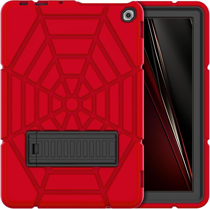 Grifobes (for 13th/11th Generation 2023/2021 Release) Tablet 10/10 Plus Tablet 10 Kids/Kids Pro 3-in-1 Heavy Duty Shockproof Rugged Protective Cover with Stand (Black+Red+Red)