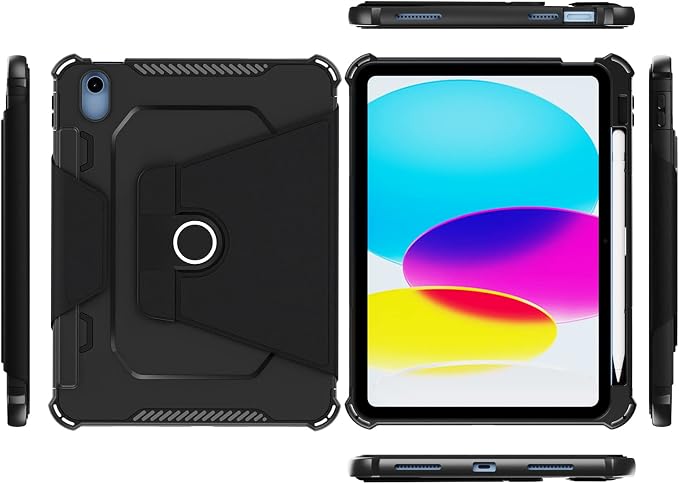Kids Case for iPad Pro 11 M5/M4 &amp iPad Air 11 (2026/2025/2024) Shockproof Case with Pencil Holder Techcircle Light EVA Foam Handle Stand Bumper Protective Child Friendly Drop Proof Cover Black