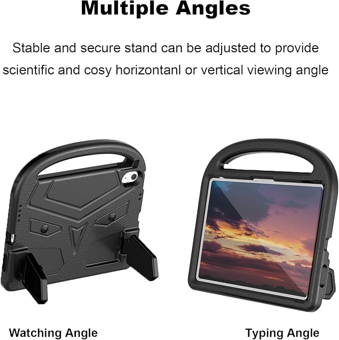 Dteck Kids Case for iPad 10.2 - Shockproof Rugged EVA Handle Stand Child Proof Case for iPad 9/8/7 Generation Black
