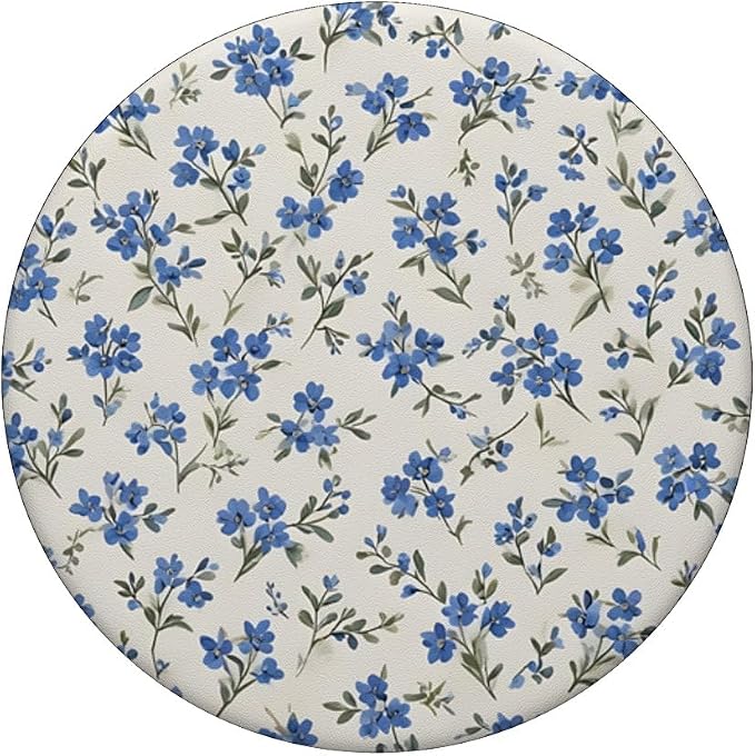 White Blue Flower Floral Pattern PopSockets Adhesive PopGrip