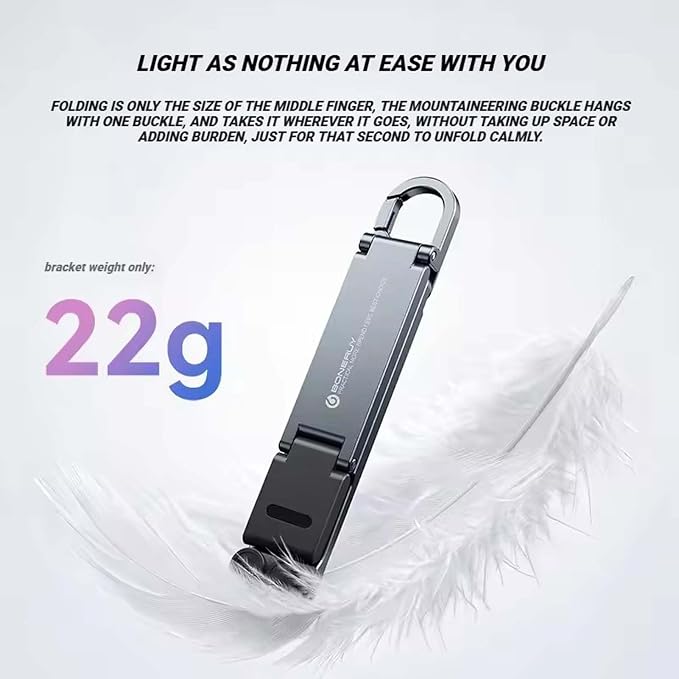 Aluminum Alloy Folding Phone StandPortable Mini Keychain Universal Desktop Holder Lightweight 22g Multifunctional Phone Support (Black)