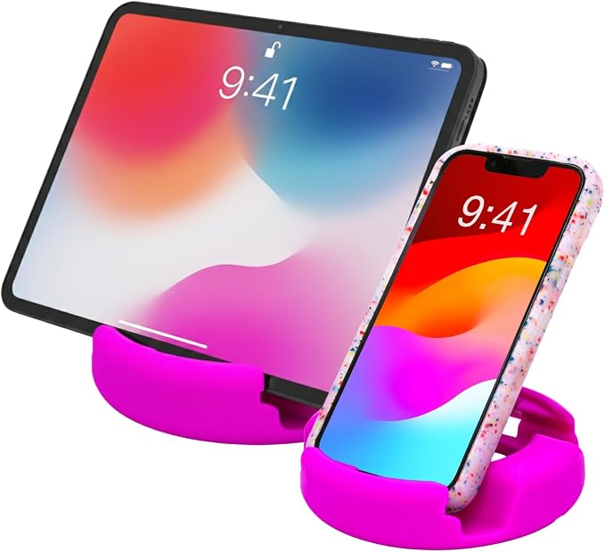 GoDonut Plus+ - Smartphone and Tablet Stand - Compatible with Lager Cases with Charging Port Access - for use at Work at Home Travel and on-the-go (Black)