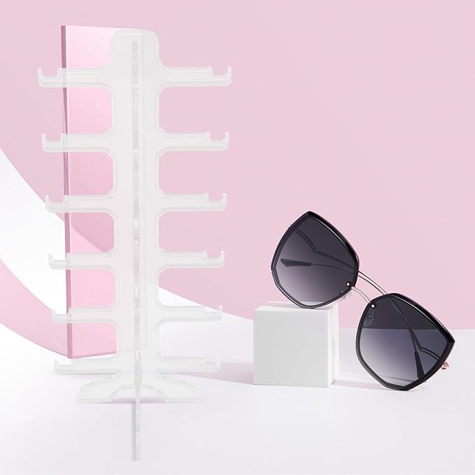 Toyvian Multi-Layer Sunglasses Display Stand with 6 Tiers Plastic Eyewear Organizer Rack Glasses Holder for Desktop Storage and Display