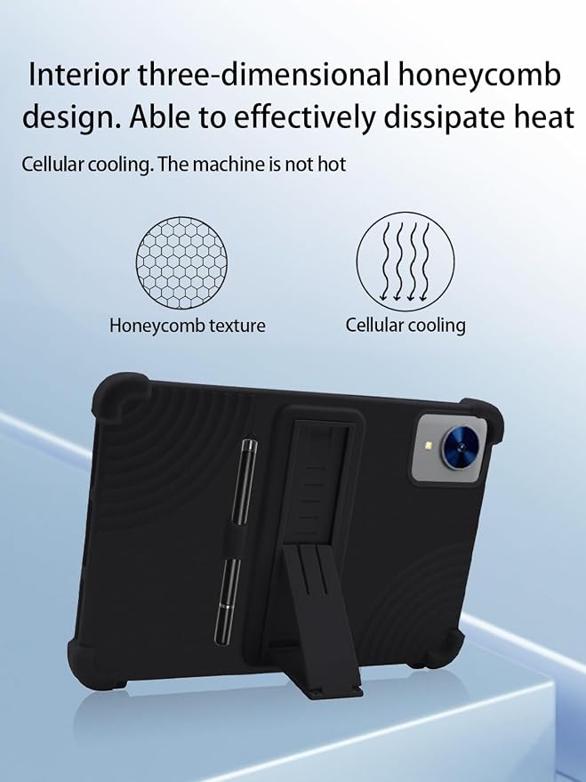 for YOBANSE P60 Android Tablet10.1 2.5K Ultra Clear Display Tablet Model CaseSoft Silicone Adjustable Stand Cover Lightweight Kids Friendlywith Capacitive PenBlack.