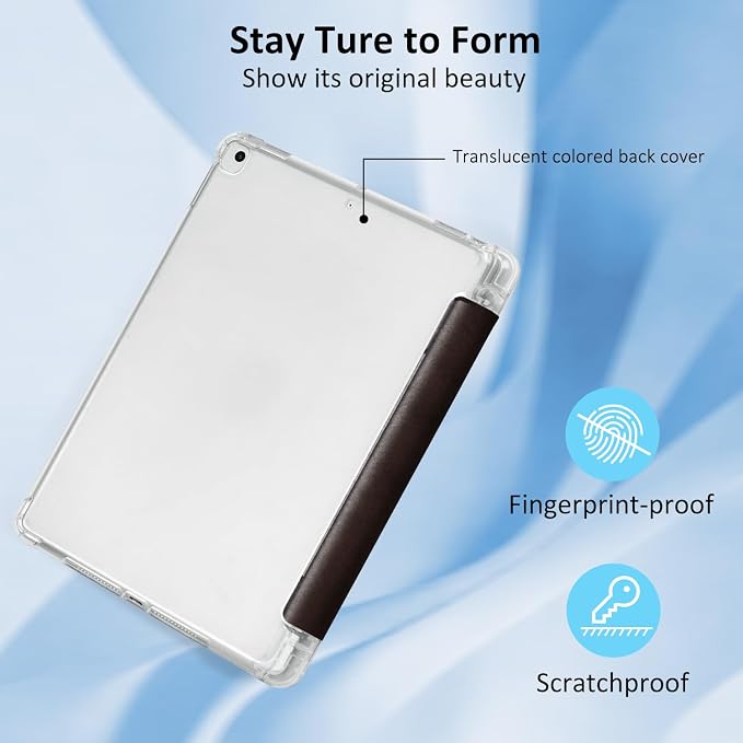 Lokigo for iPad 9th/ 8th/ 7th Generation Case 10.2 Inch (2021/2020/2019 Release) iPad Air 10.5 (3rd Generation) 2019 /Pro 10.5 2017 Case with Translucent Hard Shell Back -Flowers