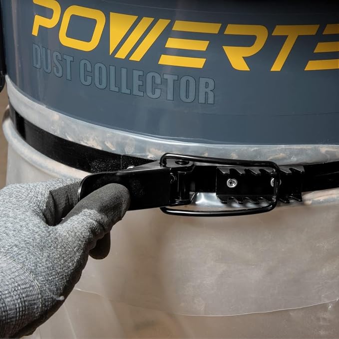 POWERTEC 70426 Dust Collector Bags and Clamp Set | 21" x 31" x 1 Micron Filter