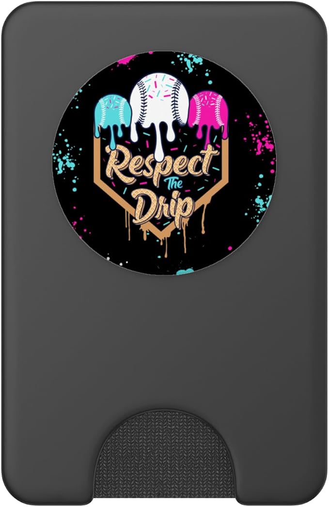 Baseball Ice Cream Drip with Sprinkles Youth Boys Baseball PopSockets Adhesive PopGrip