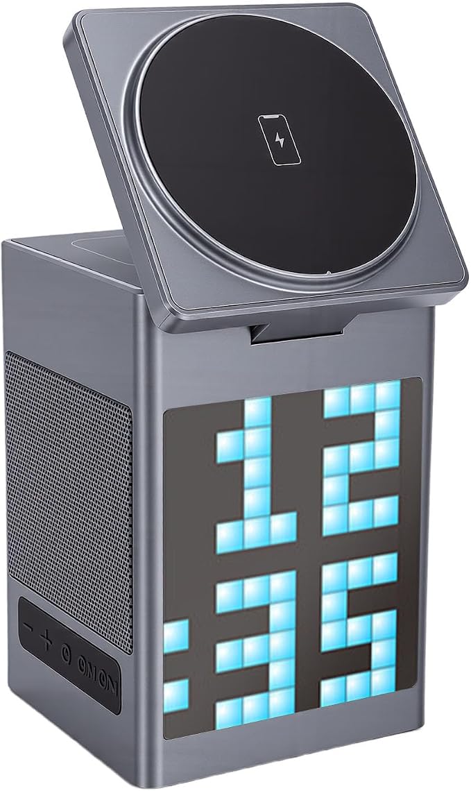 Compact 6 in 1 Wireless Charging Station Bluetooth Speaker Suitable for iOS Phones and Travel
