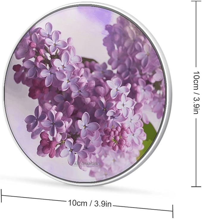 Lilac Flowers Wireless Charger Portable Fast Charging Pad Lightweight Wireless Charging Pad 10W Slim Charging Station for Phone Charger Mat for Travel Home Office Desk