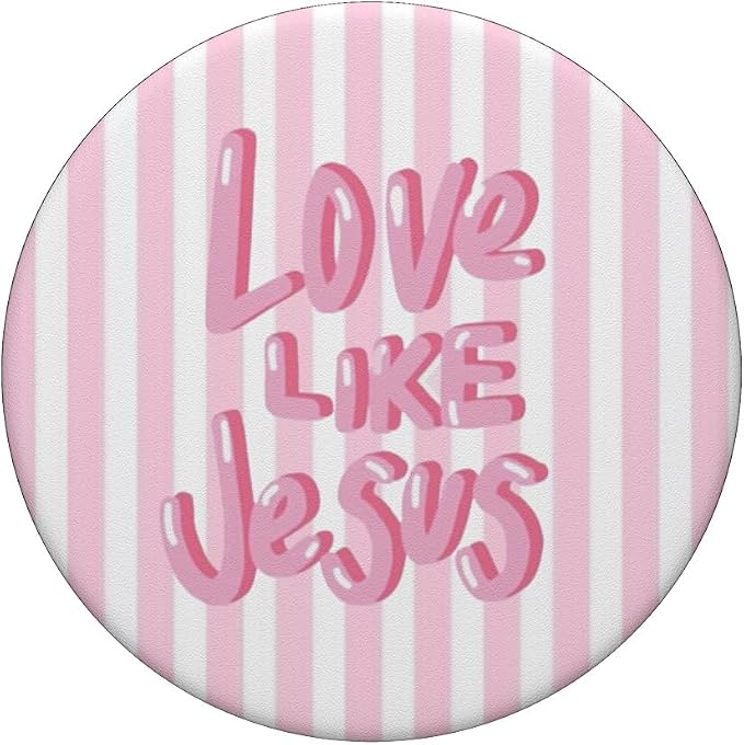 Light Pink White Stripes Christian Bible Love Like Jesus PopSockets PopGrip for MagSafe