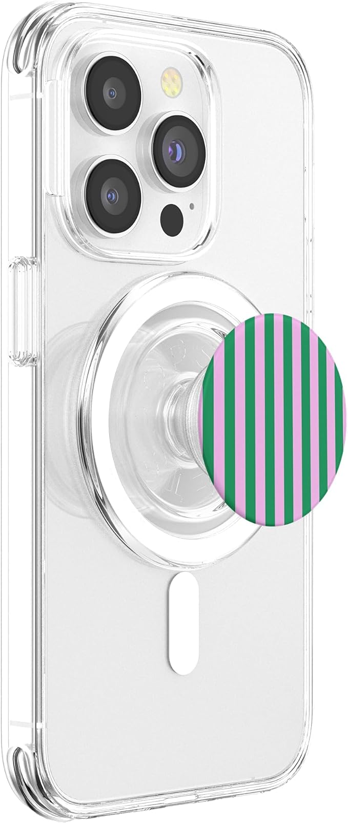 Green and Pink Striped Vertical Preppy Stripes Cute Girly PopSockets PopWallet for MagSafe