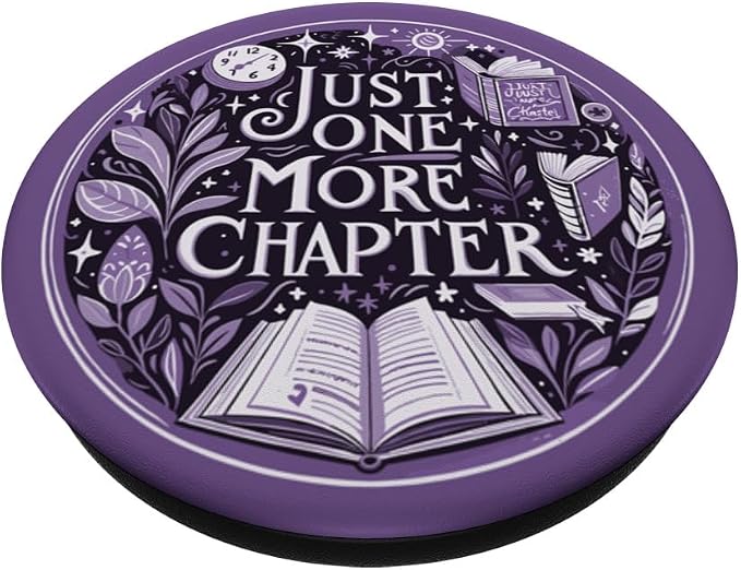 Just One More Chapter Bookish Book Reading Botanical Purple PopSockets PopGrip for MagSafe
