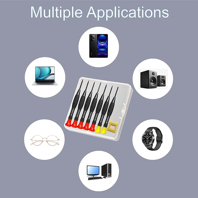 8PCS Precision Screwdriver Set With Case, Lengnoyp Magnetic Flathead Phillips Small Screwdrivers, Mini Screwdriver Set Kit and Magnetizer for Eyeglass Repair, Watch, Electronic Repairs