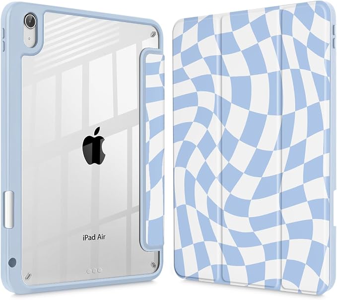 Mektron Case for 2026 iPad Air 11 inch M4 8th (M3 2025 7th /M2 2024 6th) Compatible with iPad Air 10.9 (2022 5th Gen /2020 4th Gen) Shockproof Clear Shell Blue Bows &amp Flowers