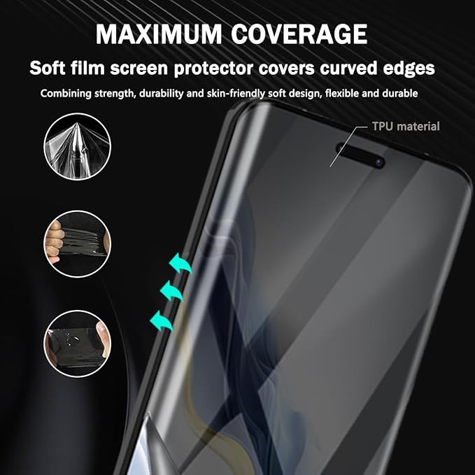 for iPhone 17 Pro Max Back Screen Protector Flexible Film Not Glass with Camera Lens Protector 2+2 Pack Self-Healing Anti Scratch HD Clear Soft TPU Protective Hydrogel Film