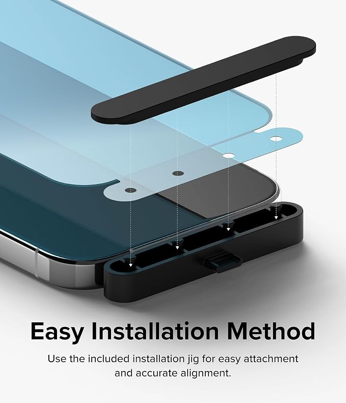 Ringke Full Cover Glass [Super Easy to Install] Compatible with iPhone 15 Screen Protector Case Friendly Shatterproof Premium 9H Hardness Tempered Glass with Installation Tool