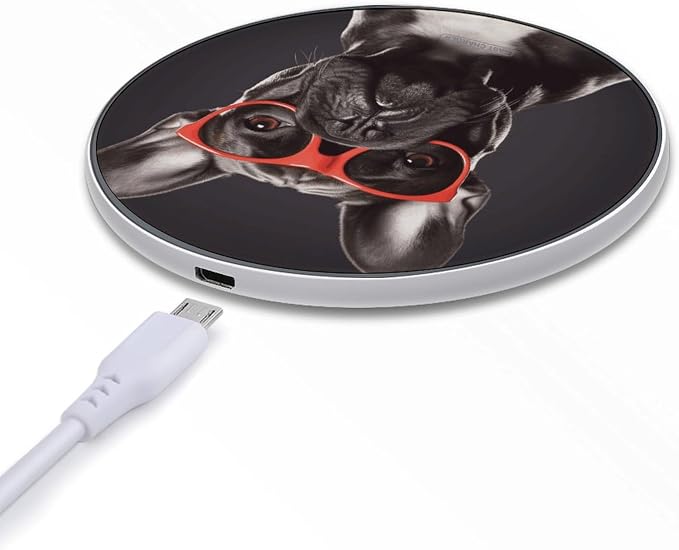French Bulldog Wireless Charger Fast Charging Pad | Anti-Slip Qi Certified Wireless Charging Pad for All Phones with Wireless Charging Function for Home Office Travel
