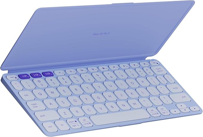 Logitech Keys-to-GO 2 Portable Bluetooth Tablet Keyboard with Built-in Cover, Slim & Compact Wireless Keyboard for Windows, Android, Linux, iPad, iPhone, Mac, Apple TV - Lilac