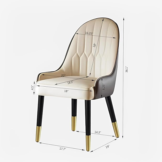 Dining Chairs Set of 2, Modern Faux Leather Dining Metal Legs for Living Kitchen Dining Room