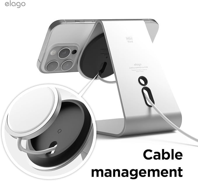 elago MS4 Charging Stand for MagSafe Charger | Aluminum Stand for iPhone Series Designed for iOS17 Standby Mode (Cable Not Included) (Black)