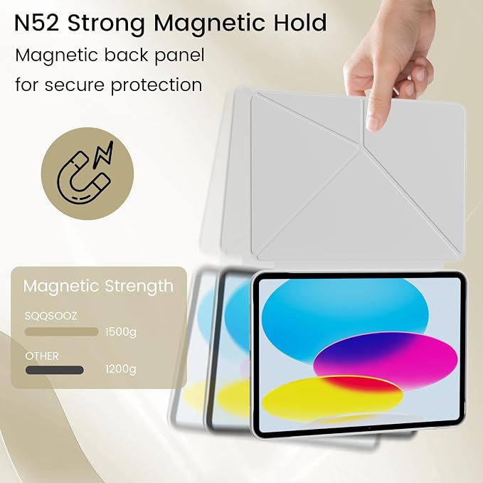 Case for iPad A16 11th/10th Generation 11/10.9 inch Black | Magnetic Attachment Slim Soft TPU Protective Case Multi Angles Hidden Pencil Holder Shockproof Frame Auto Wake/Sleep