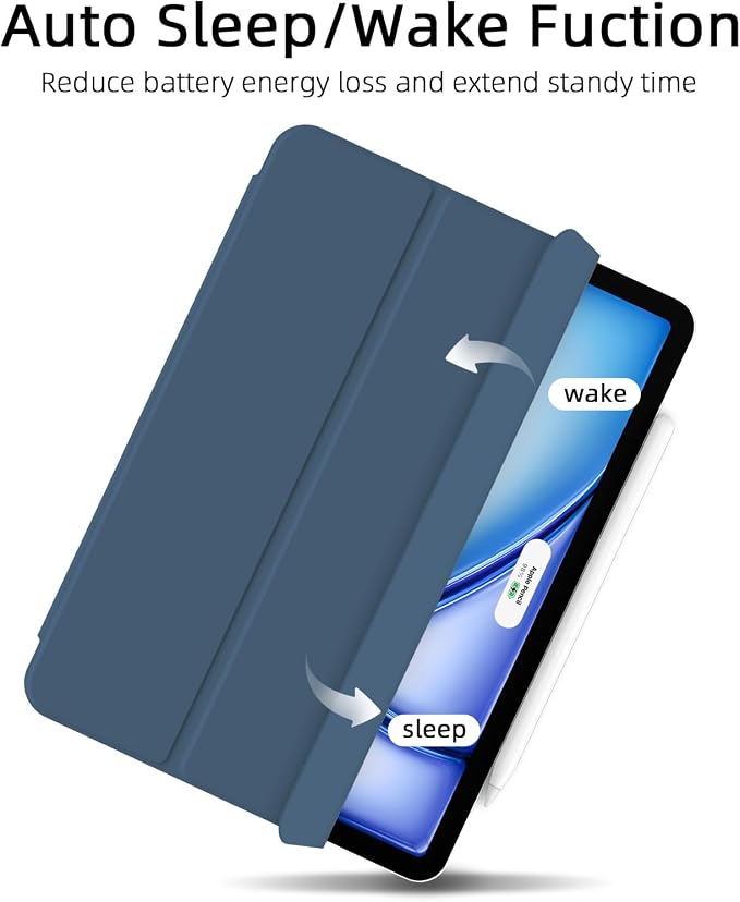 for iPad Air 13 inch M4/M3/M2 Case (2026/2025/2024Model A3268/A3269/A3271) Auto Sleep/Wake and Magnetic Closure Slim Trifold Stand Case PU Leather Cover Support Apple Pencil Pro Black