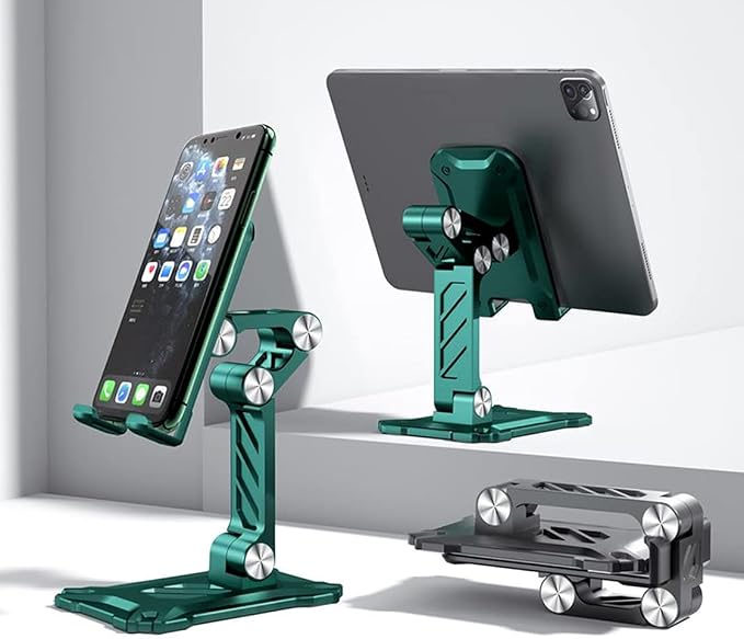 Phone Stand for Desk. Foldable Desktop Mobile Phone Stand with Angle Height Adjustable Portable Office Cell Phone Holder Cradle Dock. Fits All 4.7-13in iPhone/Smartphone/iPad/Tablet.
