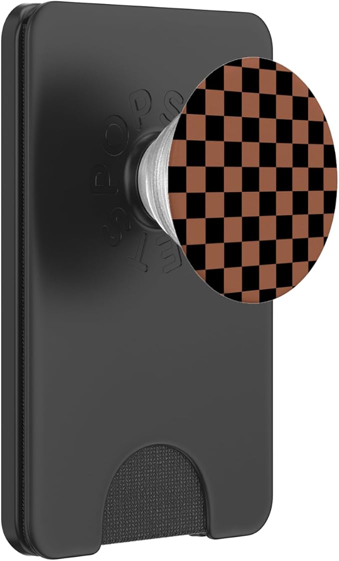 Brown and Black Checker Checkers Checkered Prüfer PopSockets Adhesive PopGrip