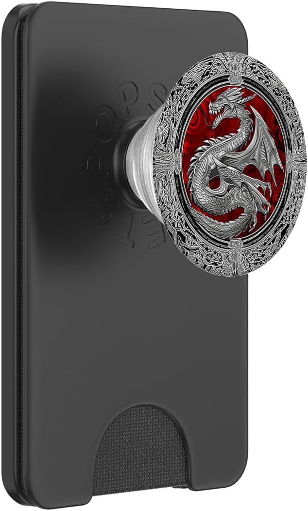 Viking Dragon Silver Chinese Dragons Mythology Fantasy PopSockets PopGrip for MagSafe