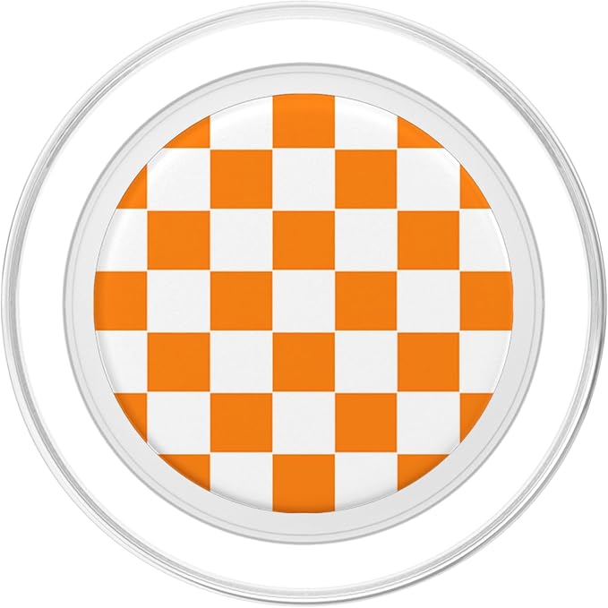 Checkered Orange and White Checkerboard Pattern Design Gift PopSockets Adhesive PopGrip