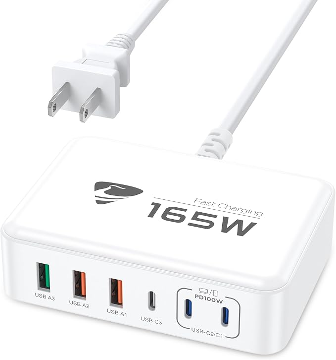USB C Fast Charger 100W GaN 6 Port USB C Fast Charging Station Hub Block Cube QC USB A and PD USB C Wall Charger Power Multiple USB Charger Plug for iPhone 17 16 15 14 13 12 Pro Max iPad Samsung