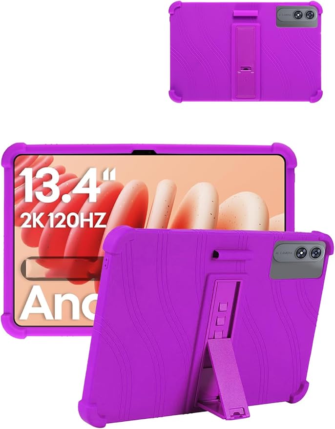 for TABWEE T60 Pro (13.4 Inch) Android 16 Tablet Protective case Shockproof Lightweight Silicone Protective Cover with Stand Child-Friendly Protection Easy to Clean Design Black.
