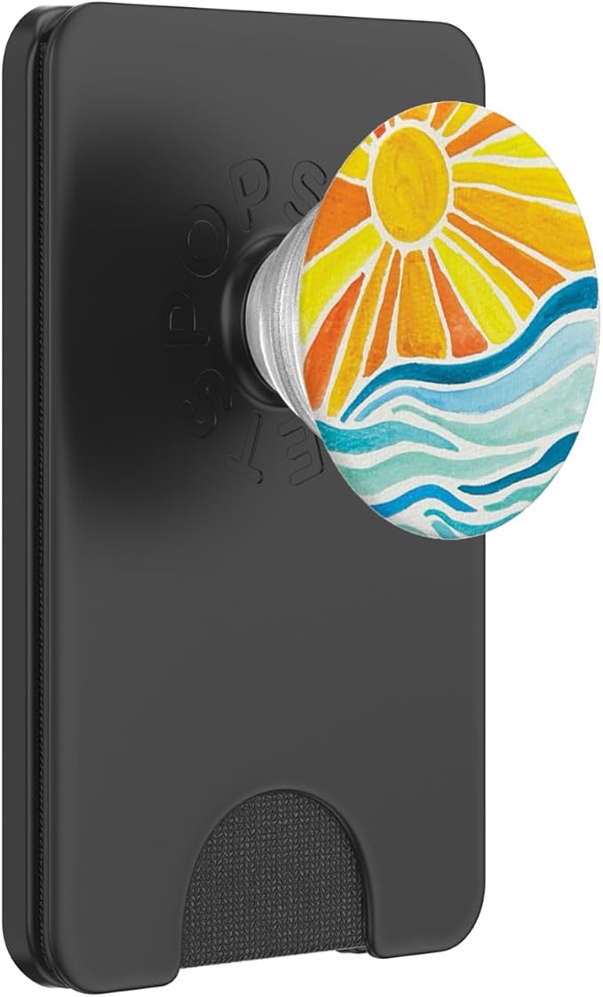 Sun and Waves Illustration PopSockets PopWallet for MagSafe