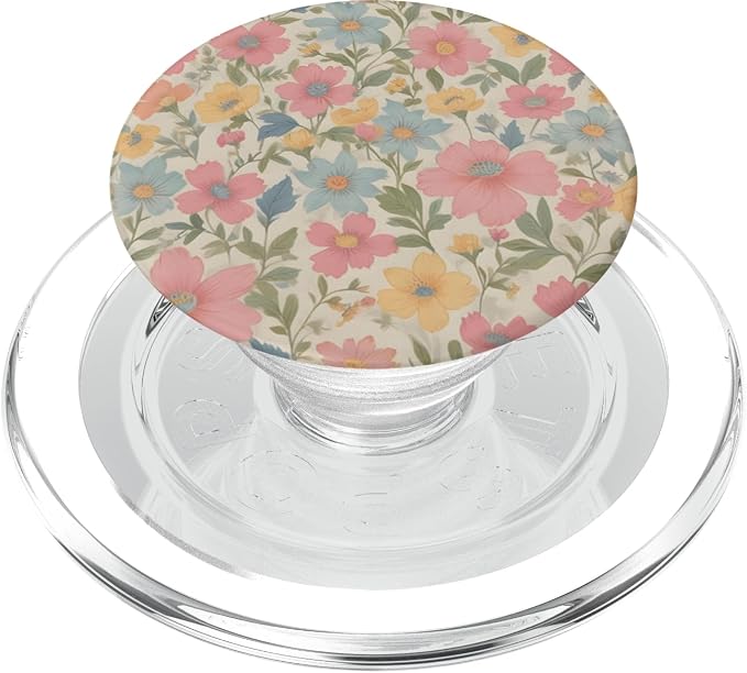Colorful Floral Pattern Pink Blue And Yellow Flower PopSockets PopGrip for MagSafe