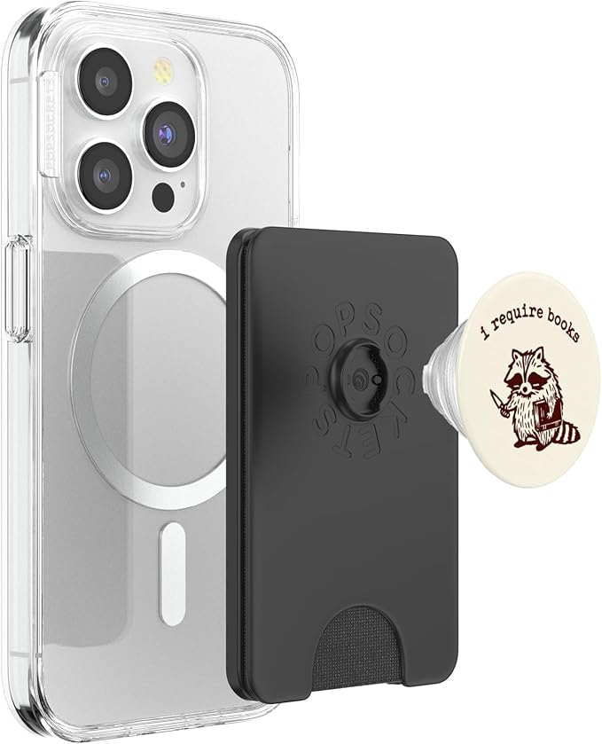 I Require Books Book Lover Bookish Librarian Reading Raccoon PopSockets Adhesive PopGrip