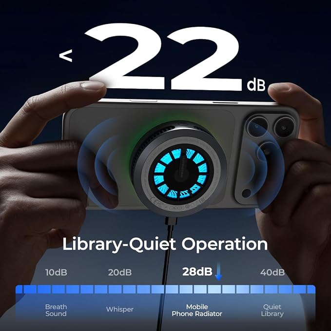 Qi2.2 Wireless Charger【25W Fast Charging+Cooling Fan】 Magnetic Charger Pad with 2 ModesLED Light Phone Holder Fast Charging Compatible with iphone17/16/15/14/13/12 Series (with 45W Adapter)