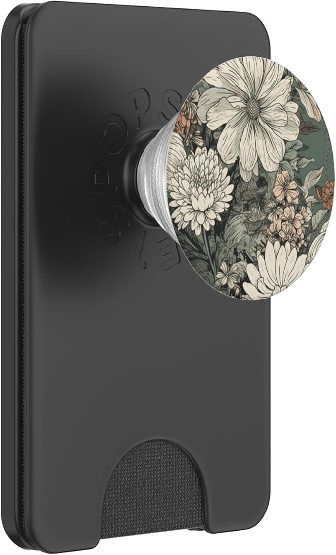 Flower Bouquet Floral Pattern Sage Green with Wildflowers PopSockets Adhesive PopGrip