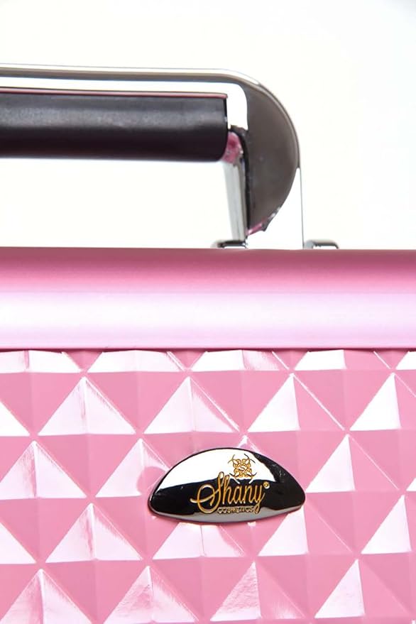 SHANY Premier Fantasy Professional Makeup Train Case Cosmetic Box Portable Makeup Case Organizer Jewelry storage with Locks, 3 Trays, Makeup Brush Holder and Cosmetics Mirror - Pink Diamond