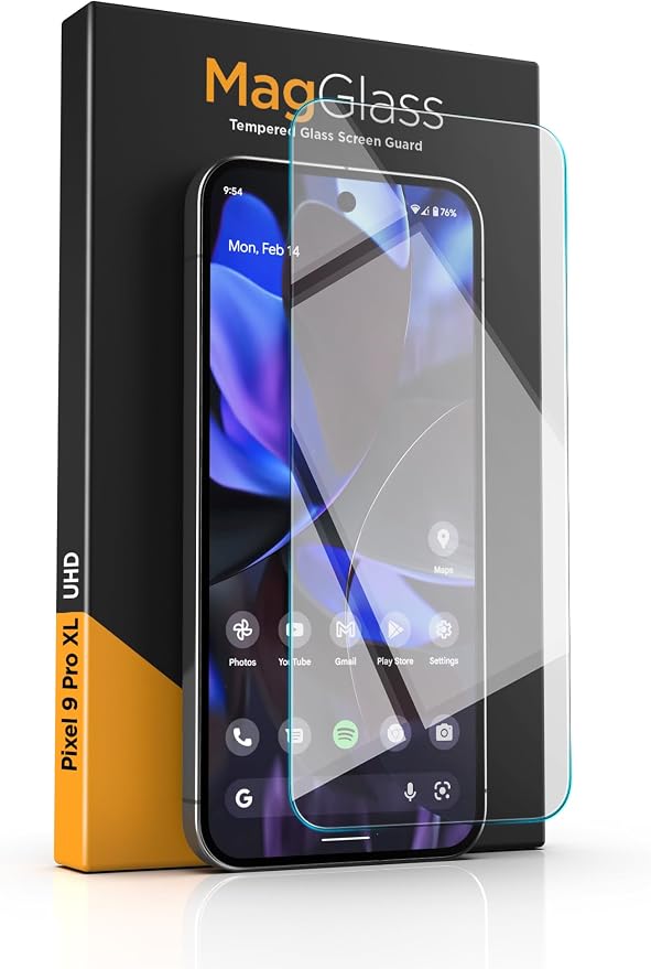 magglass for Google Pixel 9 Pro XL Screen Protector (Fingerprint Compatible) with Easy Install Applicator Full Coverage HD Tempered Glass &amp Camera Lens Protector (6.8)
