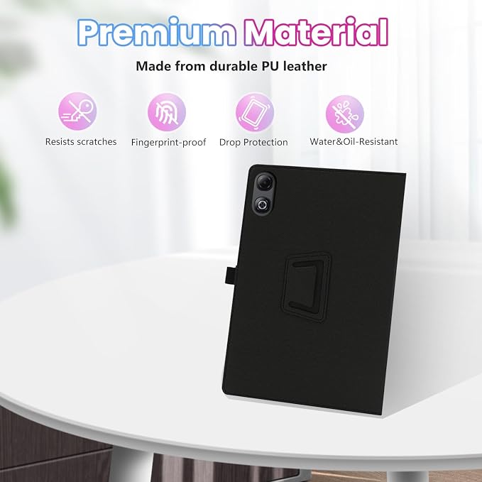 Case for DOOGEE Tab G6 Max 13.4-Inch TabletShockproof PU Leather Cover with Hand Strap Two-Fold StandCompatible with Tab G6 Max 13.4 Android Tablet (Black)