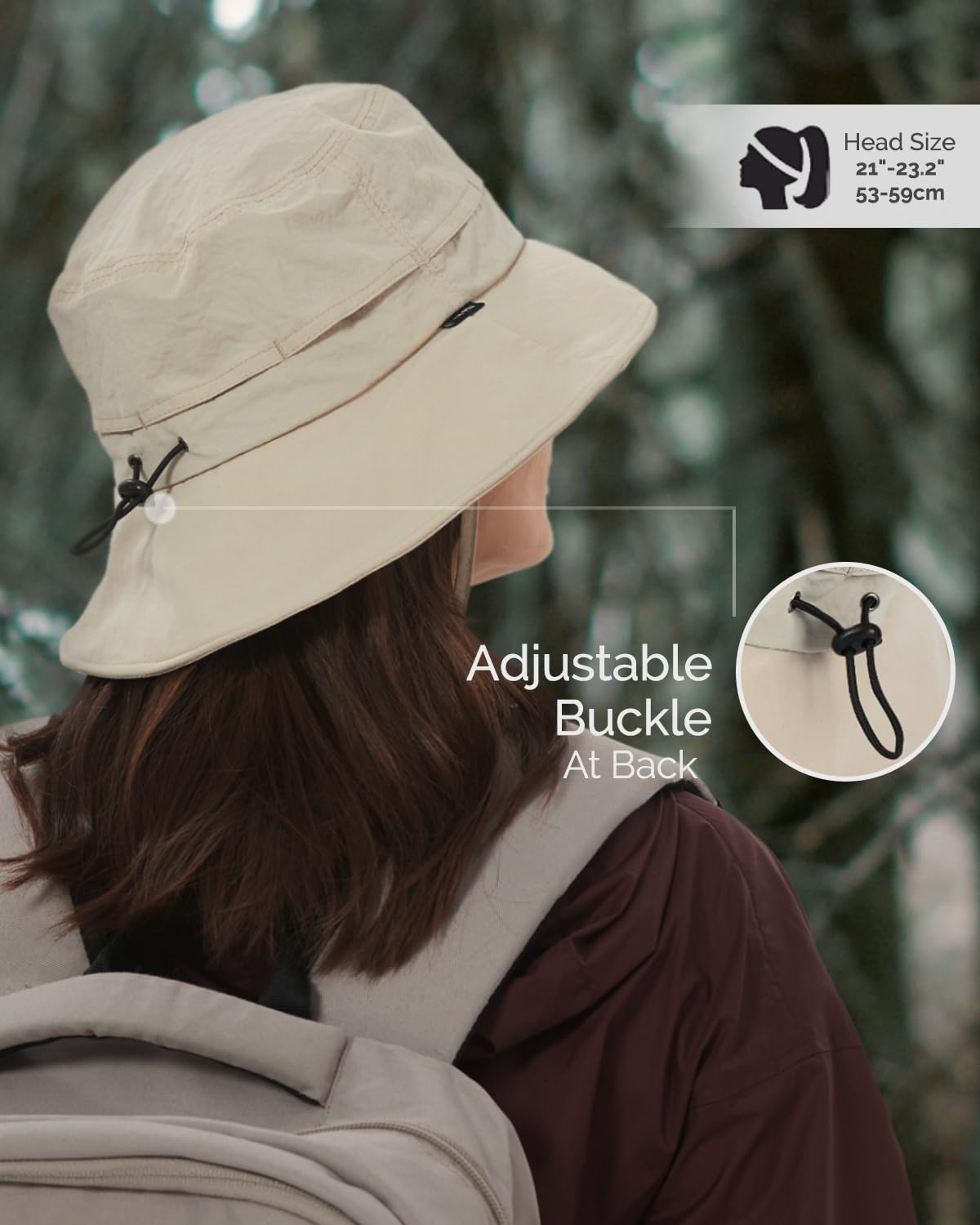 Creekstone Bucket Hat Waterproof Rain Hat for Women Men Sun Hats UPF50+ Packable Summer Hat Hiking Travel Floppy Sun Hat (US, Alpha, One Size, Beige)