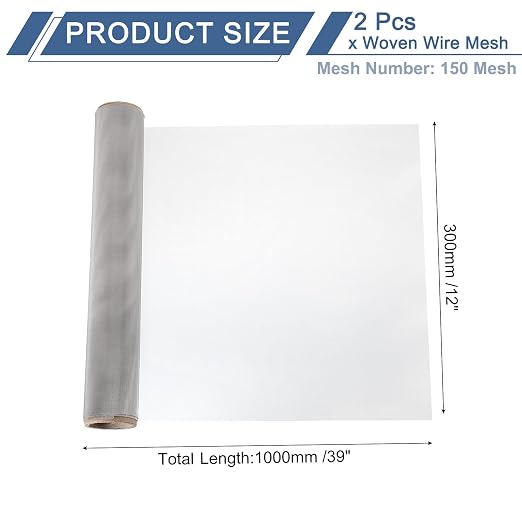 uxcell 2Pcs 150 Mesh 39" x 12" Woven Wire Mesh, 304 Stainless Steel Air Vent