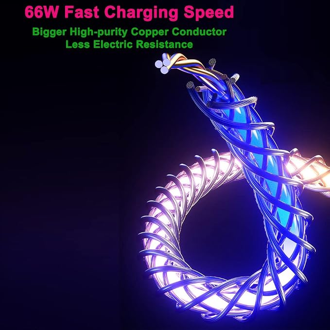 IHAO Multi Ports Charger Cable 3 Combinations in One Cable USB A to USB C/Micro USB PD Fast Charging Cord Lighted Up LED Flowing Compatible with Almost All Kinds of Electric Device-39Inches Blue