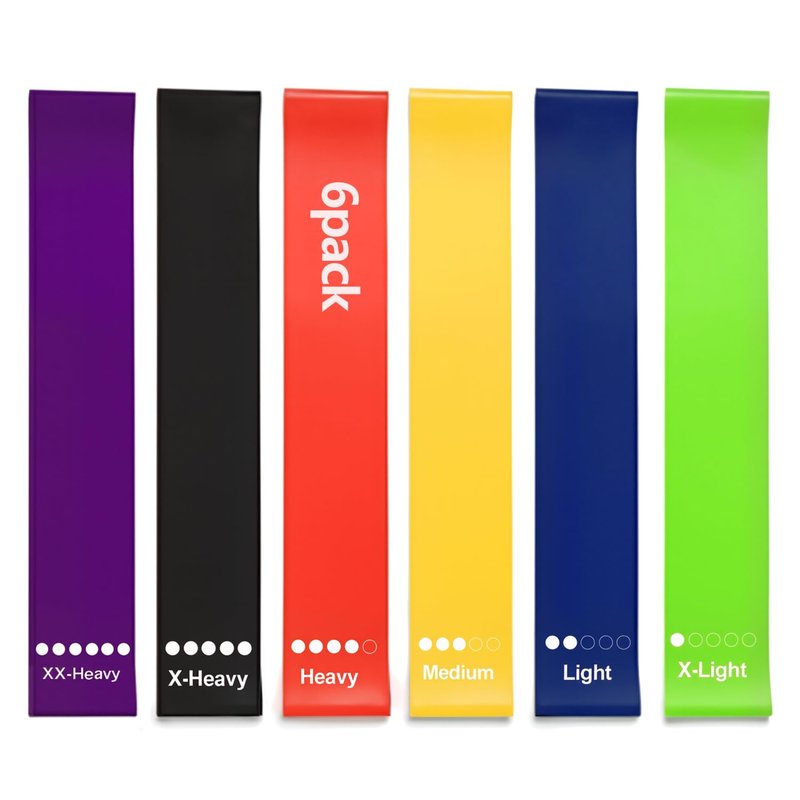 Resistance Bands for Working Out, 6-Pack Elastic Loop Exercise Bands Set for Strength Training, Leg Glute Arm Workout Kit, Home Gym Equipment for Pilates Yoga