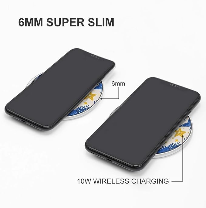 Star Bird Print Wireless Charger Portable 10W Fast Wireless Charging Pad Compatible with Phone Ultra-Thin Charging Station Lightweight Charger Mat for Travel Home Office Desk