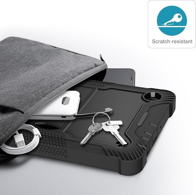 KIQ Guardian Case for TCL Tab 8 LE/TCL Tab 8 Hybrid Shockproof Cover with Kickstand - Black/Black