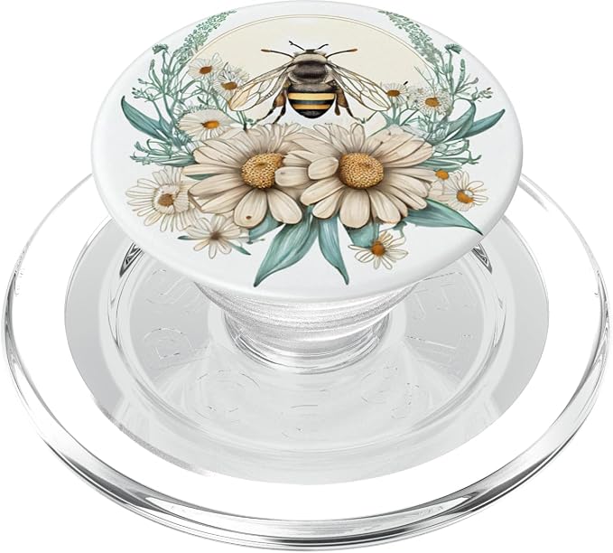 Bee Honeybee Daisy Flowers PopSockets Adhesive PopGrip