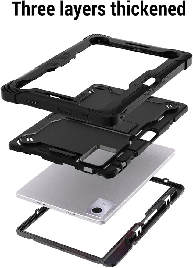 for Lenovo Idea Tab Plus/Tab K12（12.1 Inch） Android Tablet Protective caseShockproof Lightweight Silicone Protective Cover with StandChild-Friendly ProtectionEasy to Clean DesignBlack