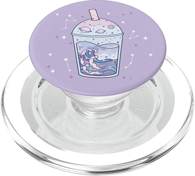 Kawaii Aesthetic Cute Boba Milk Tea Lover Japanese Waves Art PopSockets Adhesive PopGrip